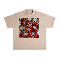 French Oak christmas snow crystals with plaid seamless pattern Urban Heavy Tee - BundleAndBundleShop