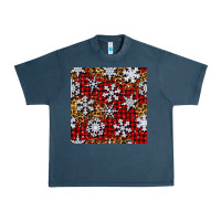 Midnight Navy christmas snow crystals with plaid seamless pattern Urban Heavy Tee - BundleAndBundleShop