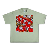 Oil Green christmas snow crystals with plaid seamless pattern Urban Heavy Tee - BundleAndBundleShop