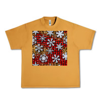 Peanut Butter christmas snow crystals with plaid seamless pattern Urban Heavy Tee - BundleAndBundleShop