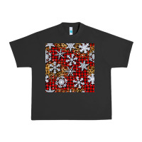 Pigment Black christmas snow crystals with plaid seamless pattern Urban Heavy Tee - BundleAndBundleShop