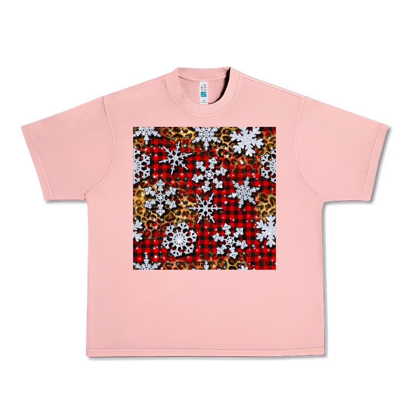 Christmas Snow Crystals With Plaid Seamless Pattern Urban Heavy Tee by BundleAndBundleShop | Teevron