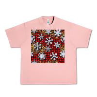 Salmon christmas snow crystals with plaid seamless pattern Urban Heavy Tee - BundleAndBundleShop
