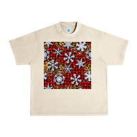 Sandshell christmas snow crystals with plaid seamless pattern Urban Heavy Tee - BundleAndBundleShop