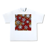 White christmas snow crystals with plaid seamless pattern Urban Heavy Tee - BundleAndBundleShop