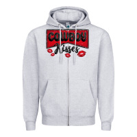 Heather Grey cowboy kisses Zipper Hoodie - MaliasSmallBusiness