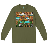 Army Green western cactus and sunflowers Long Sleeve Tee - Jasminsmagicworld