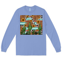 Colony Blue western cactus and sunflowers Long Sleeve Tee - Jasminsmagicworld