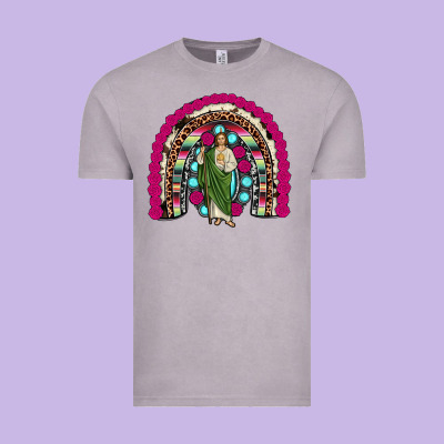 San Judas Rainbow Vintage Tee Designed By Jahusdesignshop