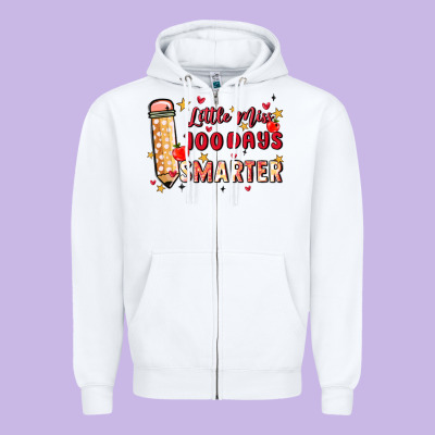 Little Miss 100 Days Smarter Zipper Hoodie Designed By Maliassmallbusiness