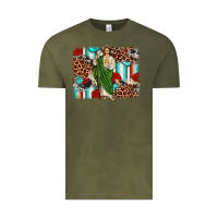 Vintage Olive san judas leopard cowhide background Vintage Tee - JahusDesignShop