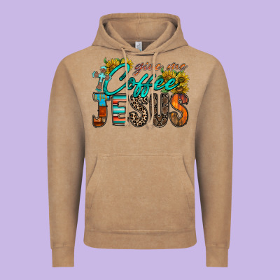 Give Me Coffee Jesus Vintage Hoodie Designed By Racoondesign