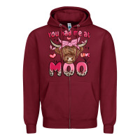 Burgundy you had me at moo Zipper Hoodie - MaliasSmallBusiness