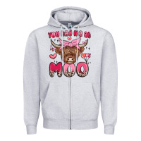Heather Grey you had me at moo Zipper Hoodie - MaliasSmallBusiness