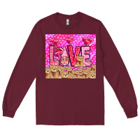 Burgundy love gnome with bear Long Sleeve Tee - NancyCooperArtShop