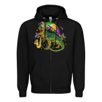 Black mardi gras tree rex Zipper Hoodie - MaliasSmallBusiness