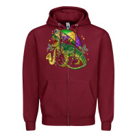 Burgundy mardi gras tree rex Zipper Hoodie - MaliasSmallBusiness
