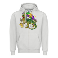 Dove Grey mardi gras tree rex Zipper Hoodie - MaliasSmallBusiness
