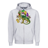 Heather Grey mardi gras tree rex Zipper Hoodie - MaliasSmallBusiness