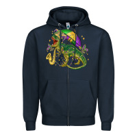 Navy mardi gras tree rex Zipper Hoodie - MaliasSmallBusiness