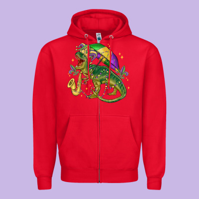 Mardi Gras Tree Rex Zipper Hoodie Designed By Maliassmallbusiness
