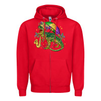 Red mardi gras tree rex Zipper Hoodie - MaliasSmallBusiness