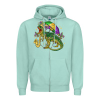 Seafoam mardi gras tree rex Zipper Hoodie - MaliasSmallBusiness