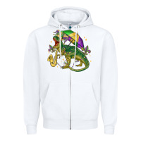White mardi gras tree rex Zipper Hoodie - MaliasSmallBusiness