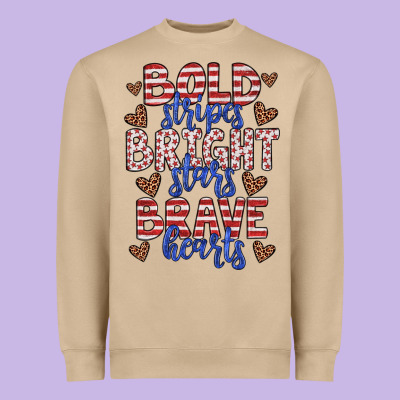 Bold Stripes Bright Stars Brave Hearts Heavyweight Sweatshirt Designed By Jahusdesignshop