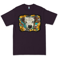 Plum white scottish calf with sunflowers western  background Premium Tee - BarkalooDesign