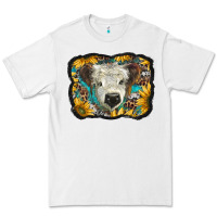 White Scottish Calf With Sunflowers Western  Background Premium Tee | Teevron