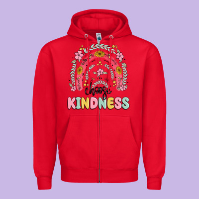 Choose Kindness Zipper Hoodie Designed By Maliassmallbusiness