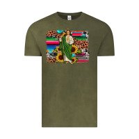 Vintage Olive san judas leopard cowhide sunflower background Vintage Tee - JahusDesignShop