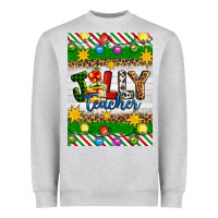 Heather Grey Christmas jolly teacher Heavyweight Sweatshirt - Artiststas