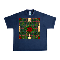 Navy christmas candle and ornaments seamless pattern Urban Heavy Tee - BundleAndBundleShop