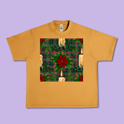 Christmas Candle And Ornaments Seamless Pattern Urban Heavy Tee Designed By Bundleandbundleshop