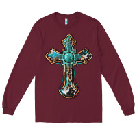 Burgundy western cross Long Sleeve Tee - BarkalooDesign