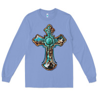 Colony Blue western cross Long Sleeve Tee - BarkalooDesign