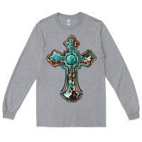 Heather Grey western cross Long Sleeve Tee - BarkalooDesign