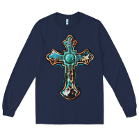 Navy western cross Long Sleeve Tee - BarkalooDesign
