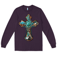 Plum western cross Long Sleeve Tee - BarkalooDesign