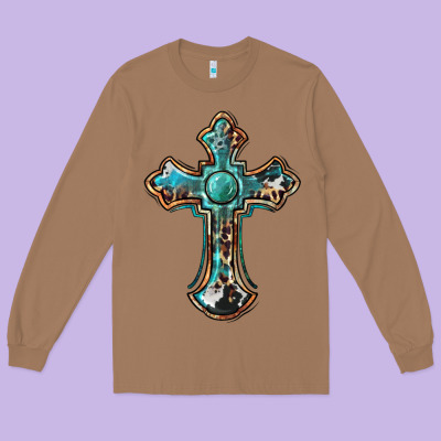 Western Cross Long Sleeve Tee Designed By Barkaloodesign