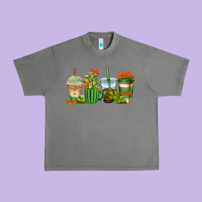 Cactus Coffee Cups Urban Heavy Tee Designed By Adodesignshop