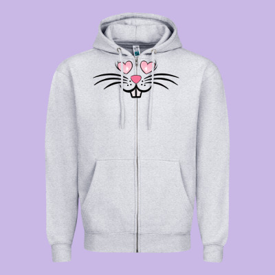 Bunny Face Easter Zipper Hoodie Designed By Maliassmallbusiness