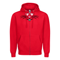 Red bunny face easter Zipper Hoodie - MaliasSmallBusiness