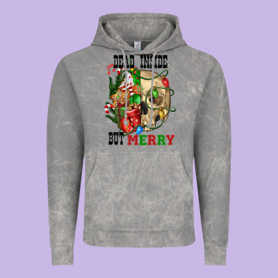 Dead İnside But Merry Human Skull Vintage Hoodie Designed By Fadigitalartstudio