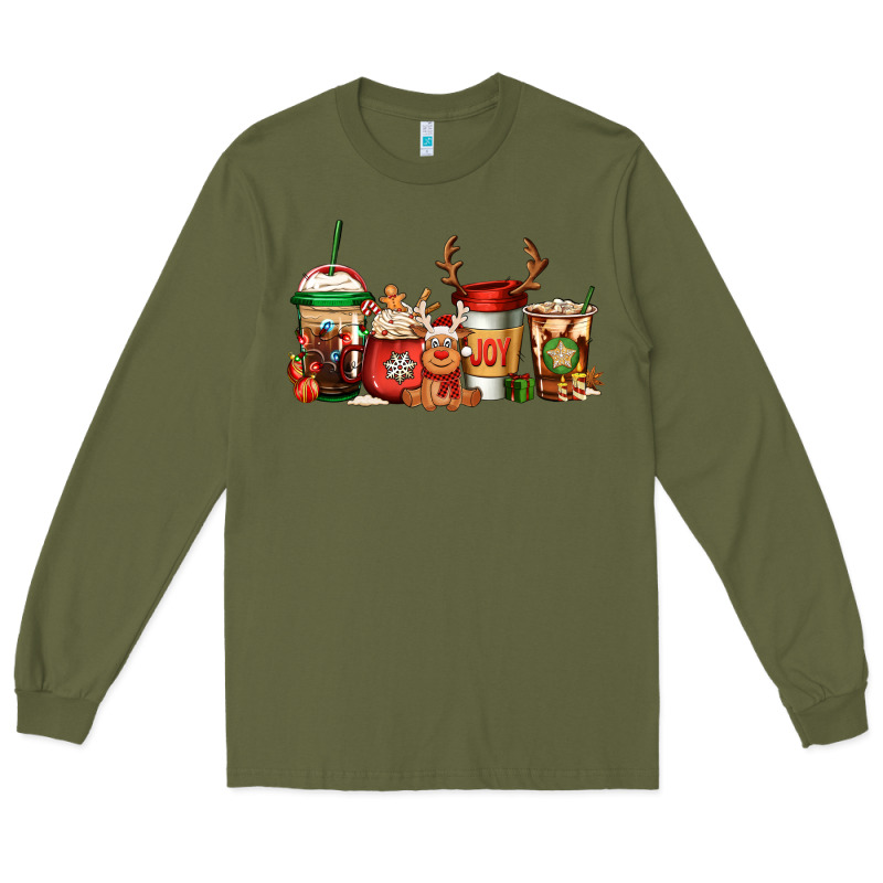 Reindeer Christmas Coffee Cups Long Sleeve Tee by Jasminsmagicworld | Teevron