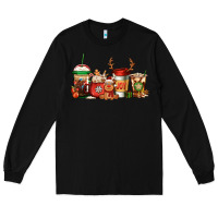 Black Reindeer Christmas Coffee Cups Long Sleeve Tee - Jasminsmagicworld