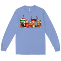 Colony Blue Reindeer Christmas Coffee Cups Long Sleeve Tee - Jasminsmagicworld