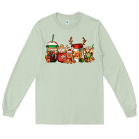 Matcha Reindeer Christmas Coffee Cups Long Sleeve Tee - Jasminsmagicworld